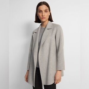 THEORY CLAIRENE NEW DIVIDE GRAY OPEN-FRONT WOOL CASHMERE JACKET size S
